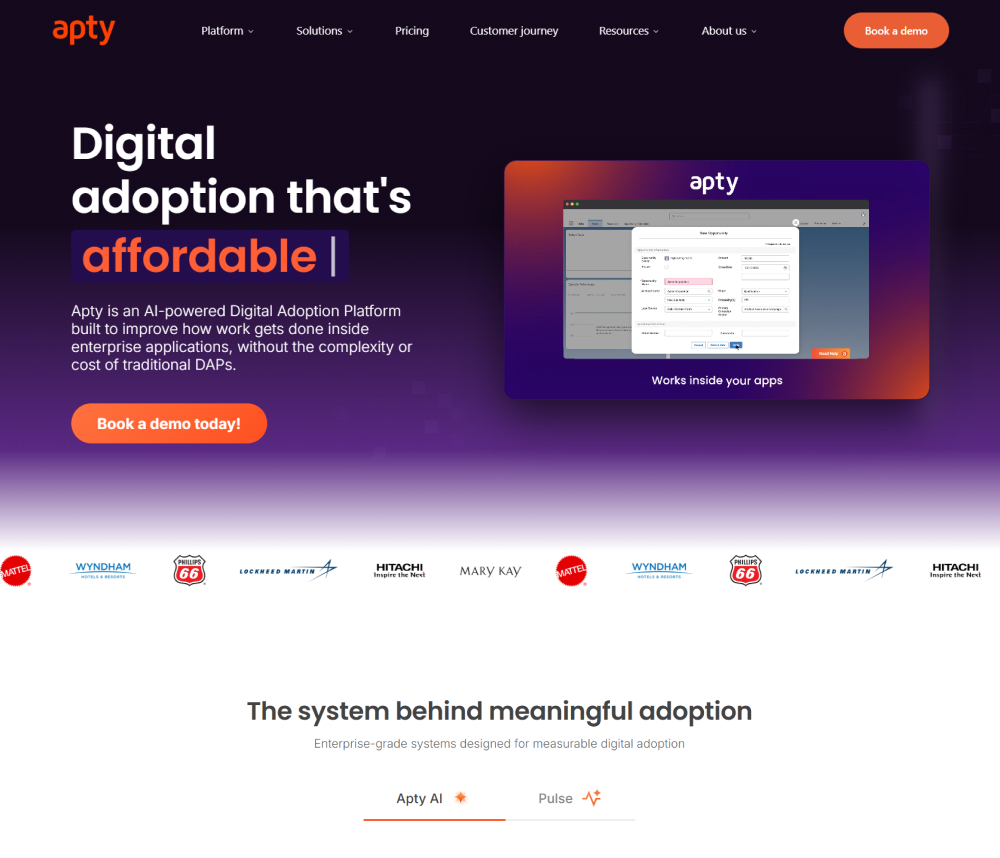 Apty.ai website portfolio screenshot